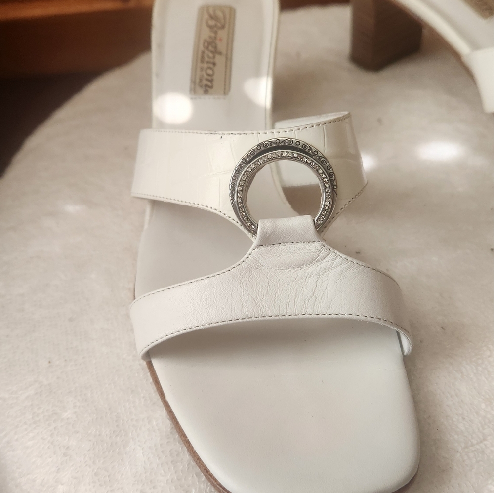 Brighton Women's White Heeled Sandals- Womens Size 8M- Made In Italy - Picture 3 of 11